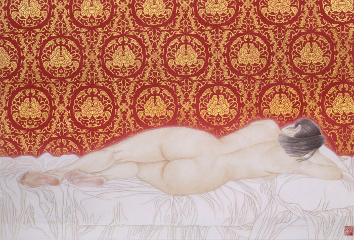红色空间 中国画 35×50cm  纸本设色  2002