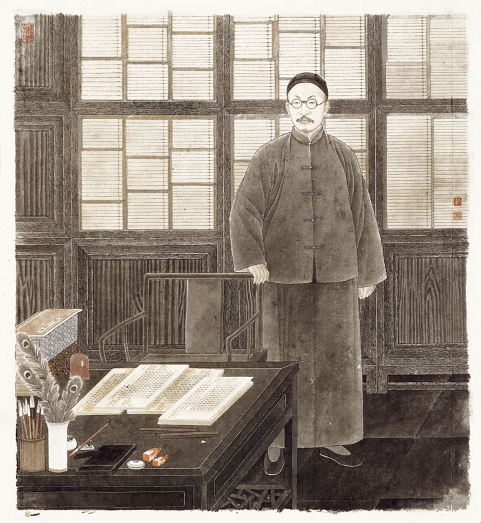 一代巨儒孙诒让  中国画  76×76cm  纸本水墨  2009年